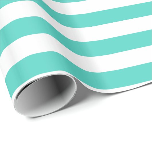 Blauwgroen blauw en wit Stripe patroon Cadeaupapier (Rol Hoek)