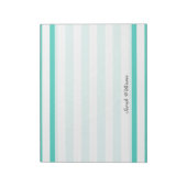 Blauwgroen blauw en wit Stripe patroon Notitieblok (Linkerzijde)