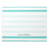 Blauwgroen blauw en wit Stripe patroon Notitieblok (Voorkant)