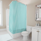 Blauwgroen blauw en wit Striped Shower Curtain Douchegordijn (In situ)