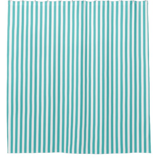 Blauwgroen blauw en wit Striped Shower Curtain Douchegordijn (Voorkant)