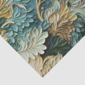 Blauwgroen Blauw en Wit Textured Flowers Decoupage Tissuepapier (Detail)