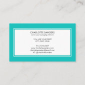 Blauwgroen blauw en wit visitekaartje (Achterkant)