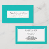 Blauwgroen blauw en wit visitekaartje (Voorkant / Achterkant)