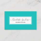 Blauwgroen blauw en wit visitekaartje (Voorkant)