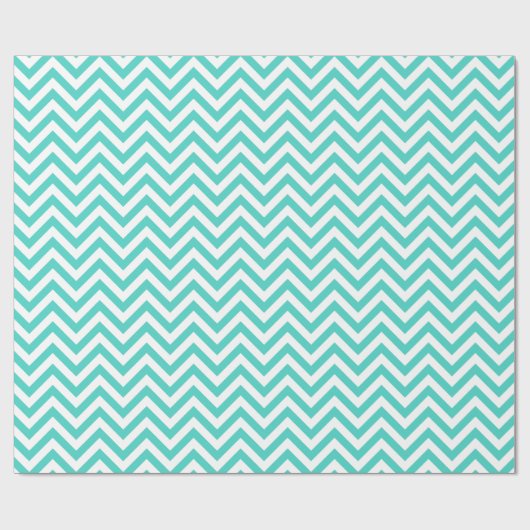 Blauwgroen blauw en wit Zigzag Stripes Chevron Pat Cadeaupapier (Vlak)