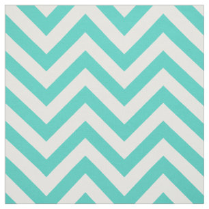Blauwgroen blauw en wit Zigzag Stripes Chevron Pat Stof