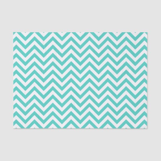 Blauwgroen blauw en wit Zigzag Stripes Chevron Pat Tissuepapier (Voorkant)