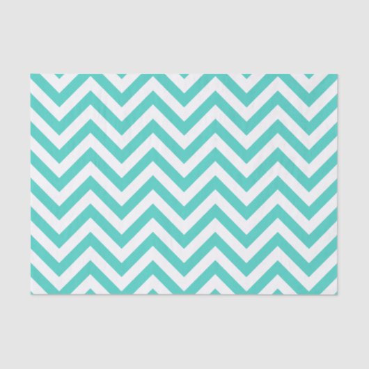 Blauwgroen blauw en wit Zigzag Stripes Chevron Pat Tissuepapier (Voorkant)