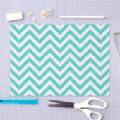 Blauwgroen blauw en wit Zigzag Stripes Chevron Pat Tissuepapier (Craft)