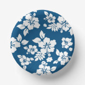 Blauwgroen blauw en witte hibiscus papieren kommen (Voorkant)