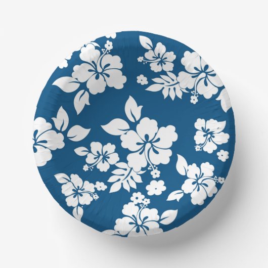 Blauwgroen blauw en witte hibiscus papieren kommen (Voorkant)
