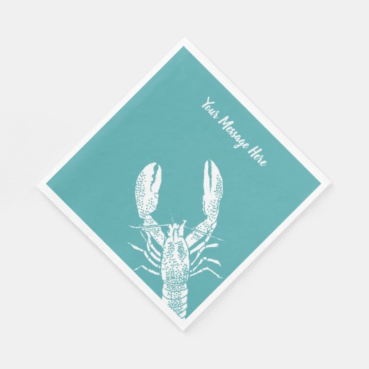 Blauwgroen Blauw en Witte Lobster Gepersonaliseerd Servet (Hoek)