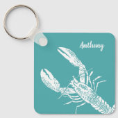 Blauwgroen Blauw en Witte Lobster Gepersonaliseerd Sleutelhanger (Voorkant)
