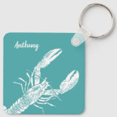 Blauwgroen Blauw en Witte Lobster Gepersonaliseerd Sleutelhanger (Achterkant)