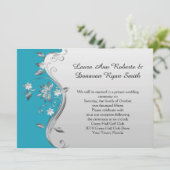  Blauwgroen Blauw en Zilver Bloemen Receptie Allee Kaart (Staand voorkant)