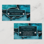 Blauwgroen blauw en zilver glitteragaat visitekaartje (Voorkant / Achterkant)