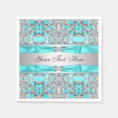 Blauwgroen blauw en zilver servetten (Voorkant)