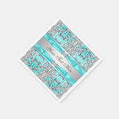 Blauwgroen blauw en zilver servetten (Hoek)