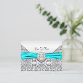 Blauwgroen blauw en zilver visitekaartje (Staand voorkant)