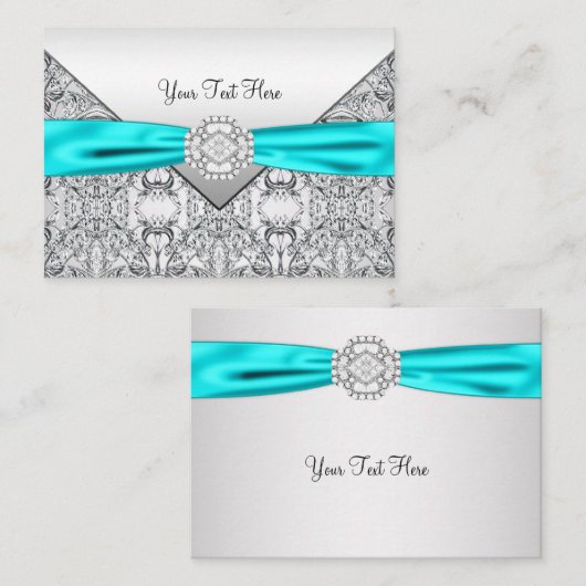 Blauwgroen blauw en zilver visitekaartje (Voorkant / Achterkant)