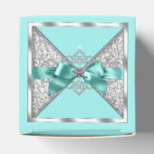 Blauwgroen Blauw en Zilver Zoet 16 Bedankdoosjes (Bovenkant)