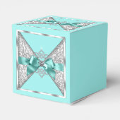 Blauwgroen Blauw en Zilver Zoet 16 Bedankdoosjes (Achterkant)