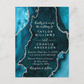 Blauwgroen Blauw en Zilveren Agaat Marmer Save The Briefkaart (Voorkant)