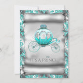 Blauwgroen Blauw en Zilveren Prins Baby shower Kaart (Voorkant)