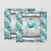 Blauwgroen Blauw en Zilveren Prins Baby shower Kaart (Voorkant / Achterkant)