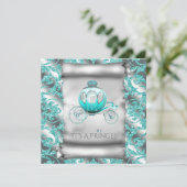 Blauwgroen Blauw en Zilveren Prins Baby shower Kaart (Staand voorkant)