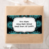 Blauwgroen Blauw en Zwart Dily Kant Sneeuwvlok Man Etiket (Insitu)