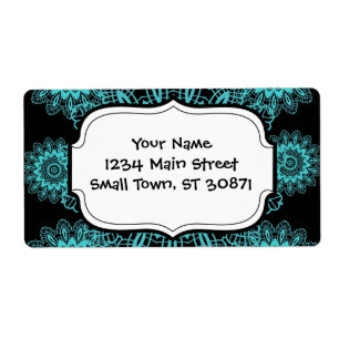 Blauwgroen Blauw en Zwart Dily Kant Sneeuwvlok Man Etiket