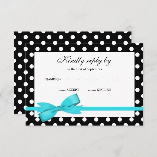 Blauwgroen blauw en zwart pooidop RSVP (Voorkant / Achterkant)