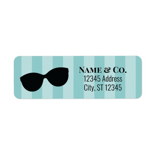 Blauwgroen blauw en zwart retourlabel etiket (Voorkant)