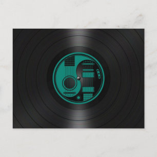 Blauwgroen blauw en zwart Yin Yang Guitars Vinyl G Briefkaart