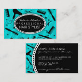 Blauwgroen blauw- en zwarte haarsalon visitekaartje (Voorkant / Achterkant)