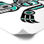 Blauwgroen blauw en zwarte Haida Spirit Wolf Poster (Hoek)