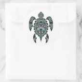 Blauwgroen blauw en zwarte Haida Spirit Zee Turtle Ronde Sticker (Tas)