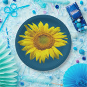 Blauwgroen Blauw Enkelvoudig Zonnebloem Papier Bor Papieren Bordje (Feest)