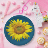 Blauwgroen Blauw Enkelvoudig Zonnebloem Papier Bor Papieren Bordje (Feest)