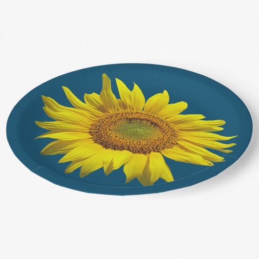 Blauwgroen Blauw Enkelvoudig Zonnebloem Papier Bor Papieren Bordje (Gekanteld)