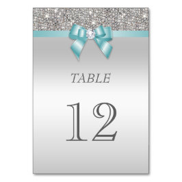 Blauwgroen Blauw Faux Bow Silver Sequins Kaart