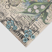  Blauwgroen Blauw-Floral Ephemera-ontledingspapier Tissuepapier (Detail)