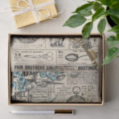  Blauwgroen Blauw-Floral Ephemera-ontledingspapier Tissuepapier (Geschenk)