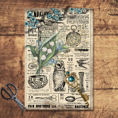  Blauwgroen Blauw-Floral Ephemera-ontledingspapier Tissuepapier