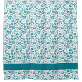  Blauwgroen blauw Floral Patroon Douchegordijn (Voorkant)