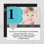 Blauwgroen blauw foto verjaardagsfeestje kaart (Voorkant / Achterkant)