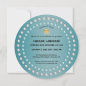 Blauwgroen Blauw Geborsteld Metaal & Parels Afstud Kaart (Voorkant)