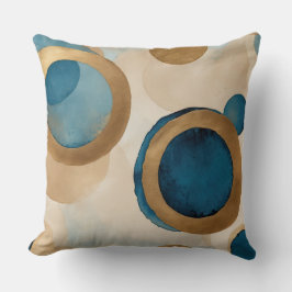 blauwgroen-blauw gedempte kopercirkels en beige ci kussen